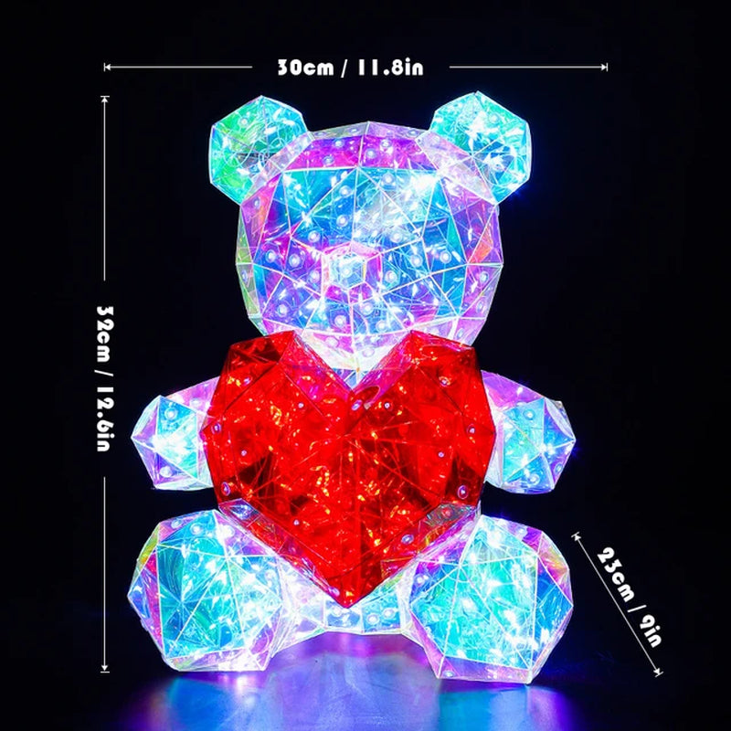 Teddy Red Heart Bear Creative Fantasy Bear Colorful Glowing Bear for Valentine'S Day Gift Birthday Surprise Confession Gift Box