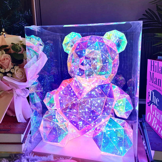 Teddy Red Heart Bear Creative Fantasy Bear Colorful Glowing Bear for Valentine'S Day Gift Birthday Surprise Confession Gift Box