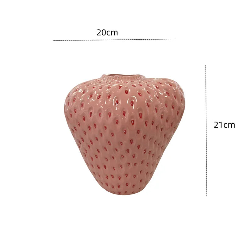 Cartoon Strawberry Vase Ceramic Vase Children'S Room Artifact Floral Accessories Fruit Pot Flowerpot Home Decoration Accessories